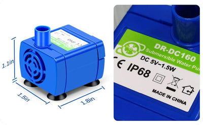 Water Pump Pet Cat Water Fountain Pump With LED Light - Replacement Motor For Cats Dogs Water Dispenser - USB Plug Pet Accessory