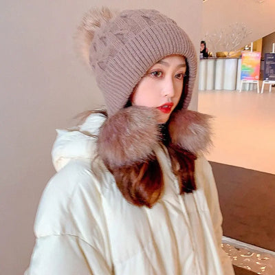 Women's Trendy Hats Sweet And Cute Three Balls Wool - Elanique