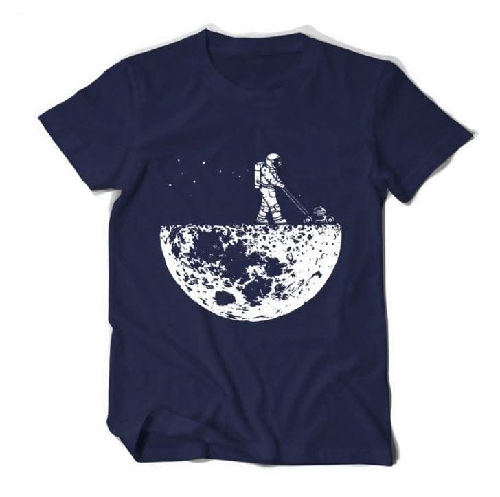 develop the moon T-shirts men creative design summer casual streetwear cotton Tops new t-shirts funny black - Elanique