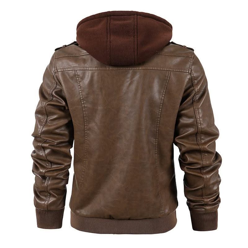 Motorcycle leather men's jackets stand collar men - Elanique