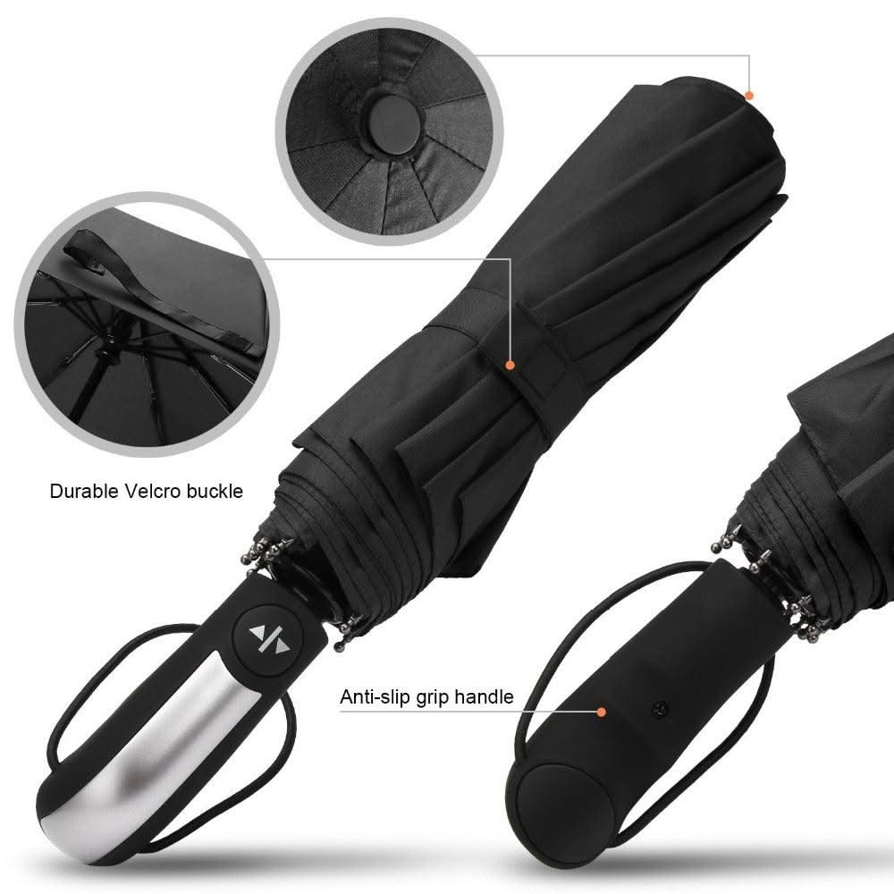 Wind Resistant Folding Automatic Umbrella Rain Women Auto Luxury Big Windproof Umbrellas Rain For Men Black Coating 10K Parasol - Elanique
