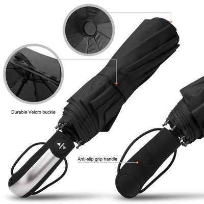 Wind Resistant Folding Automatic Umbrella Rain Women Auto Luxury Big Windproof Umbrellas Rain For Men Black Coating 10K Parasol - Elanique