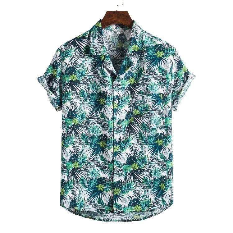 Men Short sleeved beach shirts men New printed T shirt - Elanique