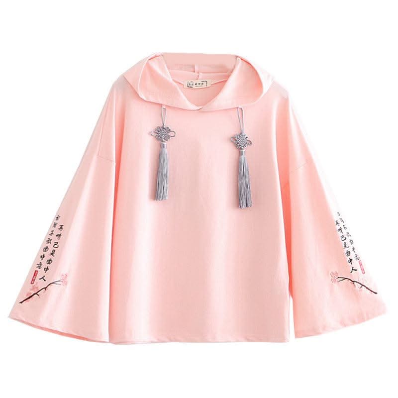 Women Floral Embroidery Hooded Sweatshirts Floral