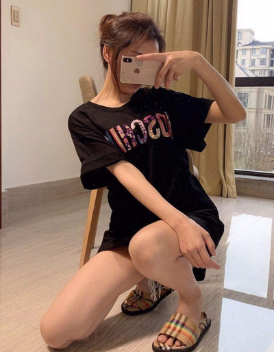 T-Shirt Letter Women T-Shirts Short Sleeve - Elanique