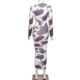 Weird Puss Hollow Out Women Irregular Hole Maxi Dresses Skinny Full Sleeve Skinny o-Neck Activewear Party Prom Club Street Style - Elanique