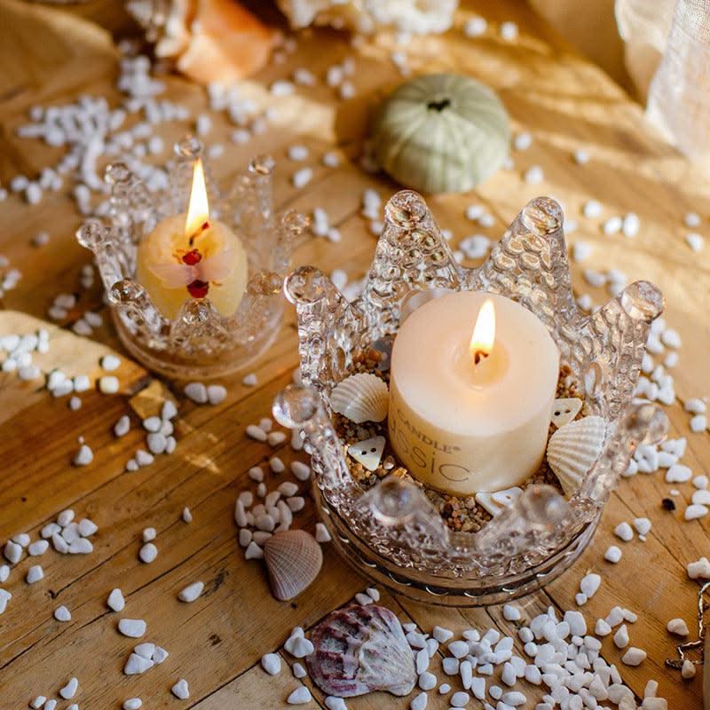 Crown Ashtray Glass Candle Holder Home Decor Gift - Elanique