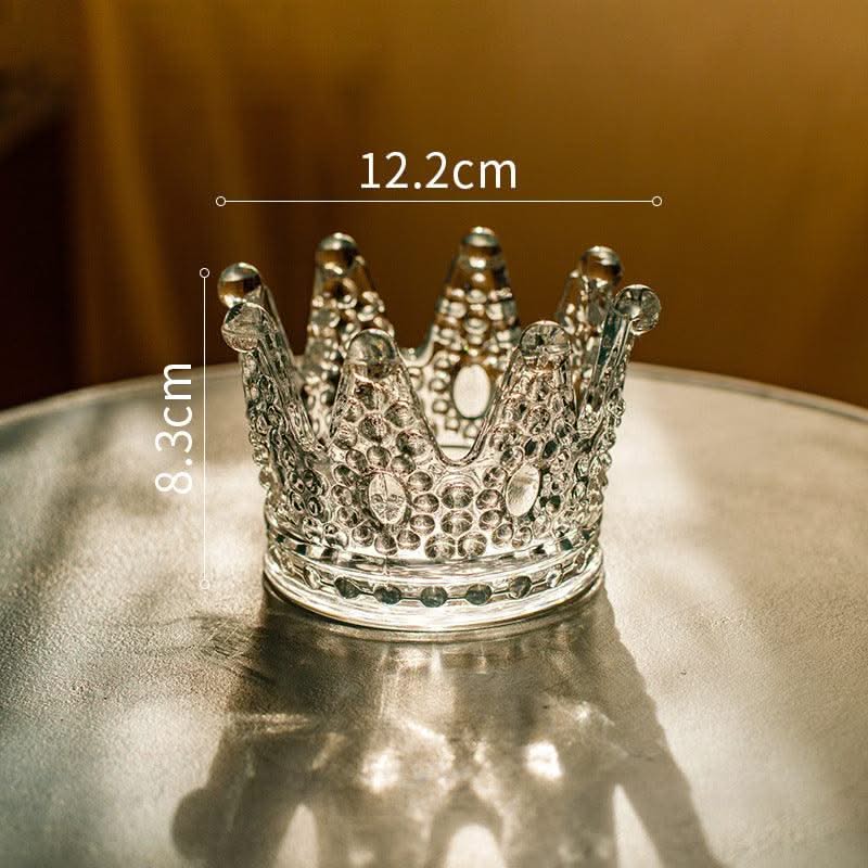Crown Ashtray Glass Candle Holder Home Decor Gift - Elanique