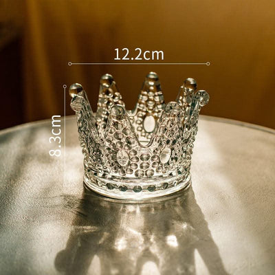 Crown Ashtray Glass Candle Holder Home Decor Gift - Elanique