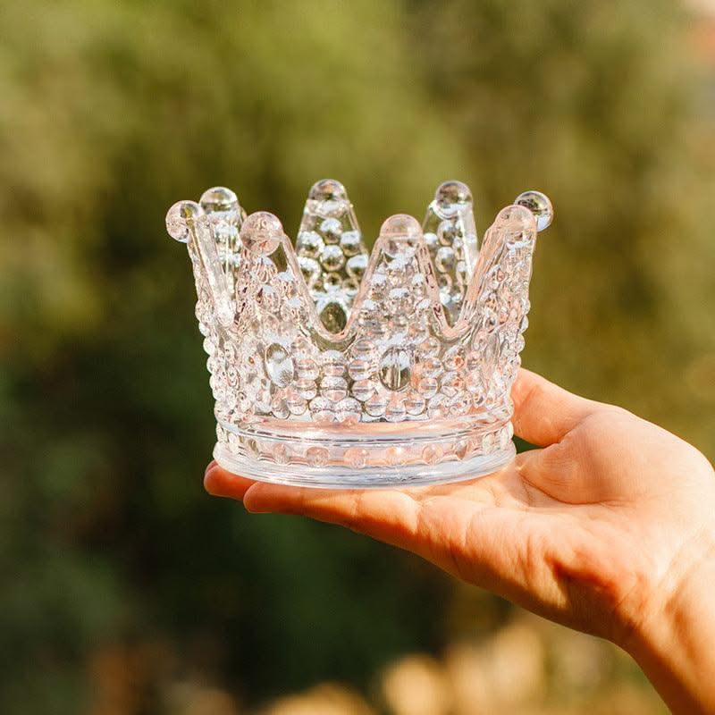 Crown Ashtray Glass Candle Holder Home Decor Gift - Elanique