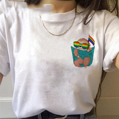 Sloth Kawaii Printed Women T-shirts - Elanique