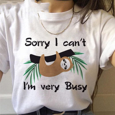 Sloth Kawaii Printed Women T-shirts - Elanique