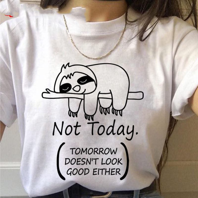 Sloth Kawaii Printed Women T-shirts - Elanique