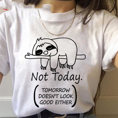Sloth Kawaii Printed Women T-shirts - Elanique