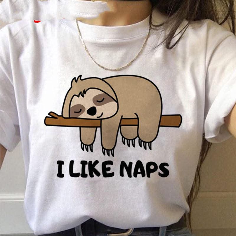Sloth Kawaii Printed Women T-shirts - Elanique
