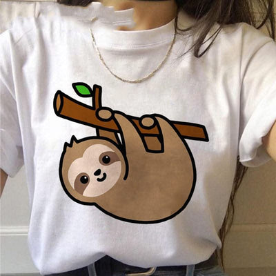 Sloth Kawaii Printed Women T-shirts - Elanique
