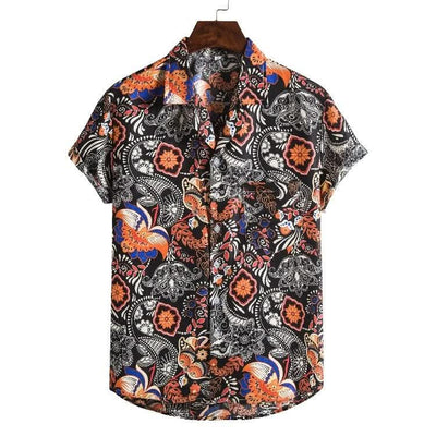 Men Short sleeved beach shirts men New printed T shirt - Elanique