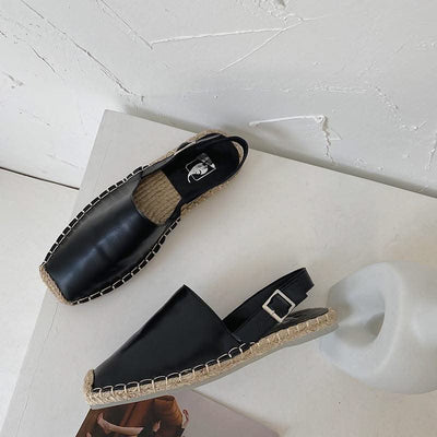 Baotou Flat Sandals Women Retro Fisherman Shoes Soft Leather Single Shoes Women - Elanique