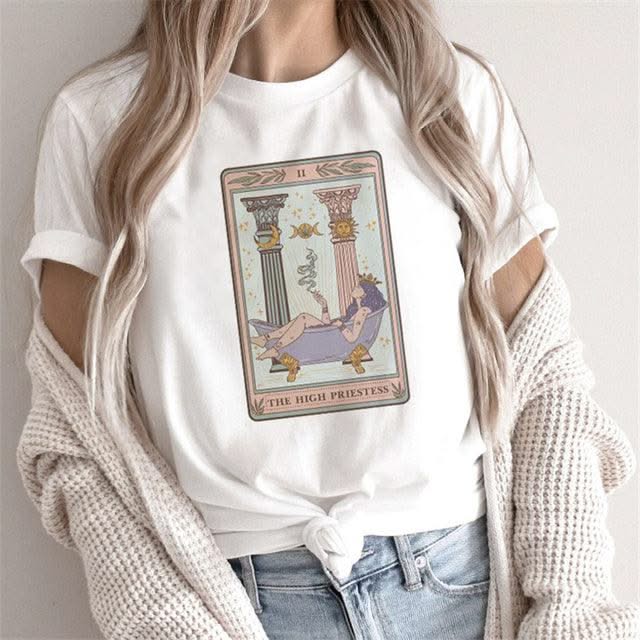 Fashion Tarot Women Print T-shirts Female Cartoon Tops - Elanique