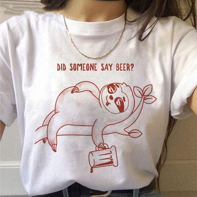 Sloth Kawaii Printed Women T-shirts - Elanique