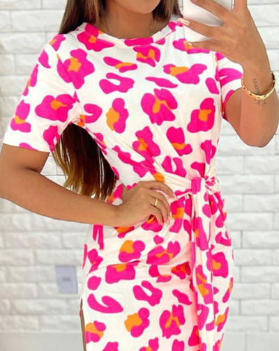 Women Elegant Dress 2024 Summer Latest Fresh and Sweet Fashionable Style Wave Point Irregular Place Up Printed V-Neck Long Skirt