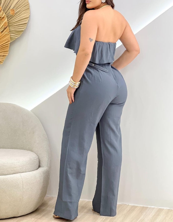 Sexy Party Night Out Jumpsuit Women Elegance 2022 Plain Glitter Cold Shoulder Long Sleeve Contrast Lace Corset Skinny Jumpsuit