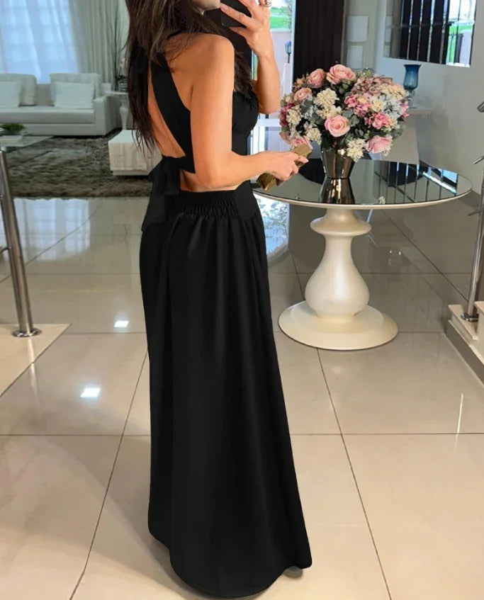 Women's Evening Dress 2024 Spring/summer Latest Intelligent Solid Color Red Temperation One Shoulder Party Tight Long Skirt