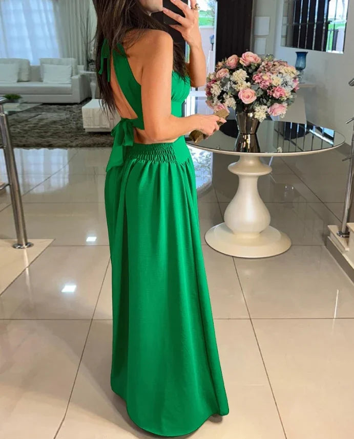 Women's Evening Dress 2024 Spring/summer Latest Intelligent Solid Color Red Temperation One Shoulder Party Tight Long Skirt