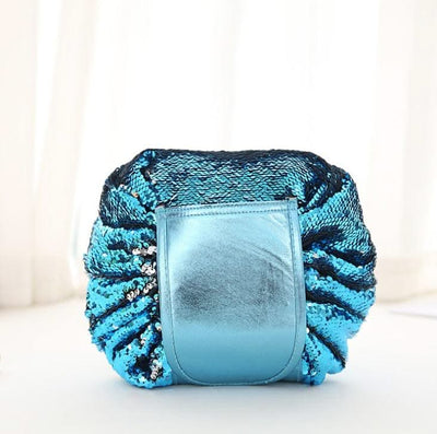 Mermaid Sequins design Cosmetic Bag Drawstring Makeup Case Women Travel Make Up Organizer Storage Pouch Toiletry Wash Kit - Elanique