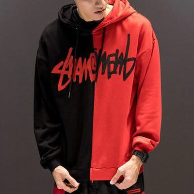 Women Patchwork Casual Hoodies Fall Winter Letter Printing Loose Pullover Sweatshirts