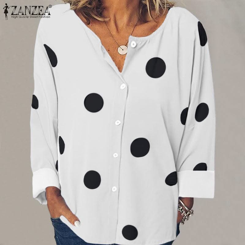 Women Polka Dot Beach Dress - Elanique