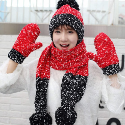 Three Piece Hat Scarf And Gloves For Women - Elanique