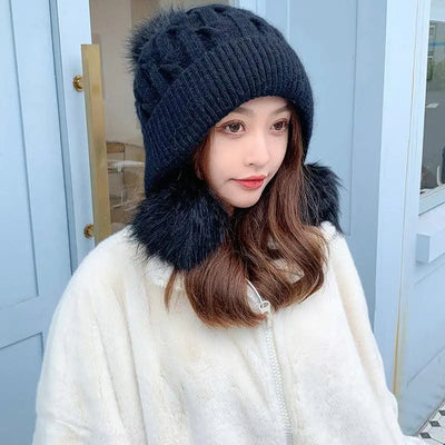 Women's Trendy Hats Sweet And Cute Three Balls Wool - Elanique