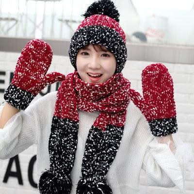 Three Piece Hat Scarf And Gloves For Women - Elanique