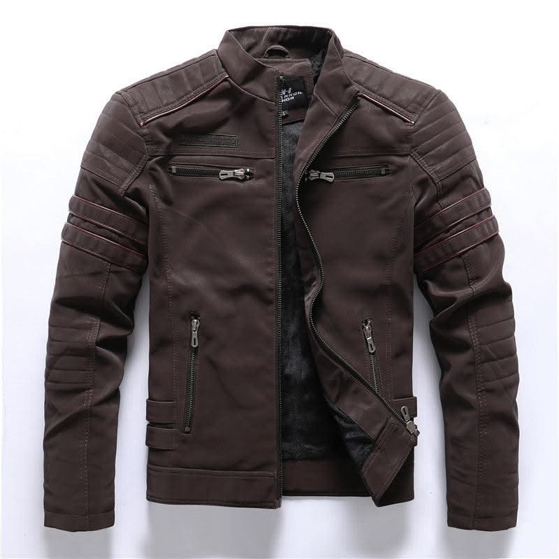 Men Fashion Pu Leather Jackets Coats - Elanique