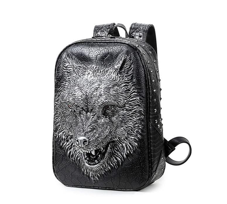 3D Wolf Head Student Backpack - Elanique