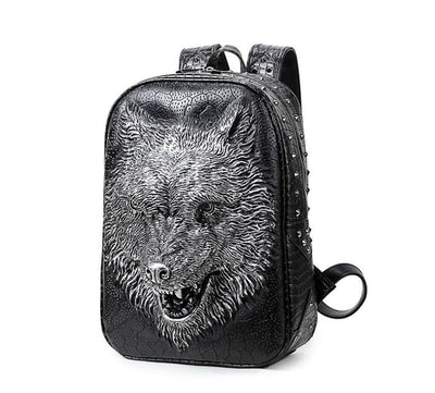 3D Wolf Head Student Backpack - Elanique