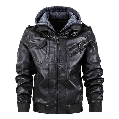 Motorcycle leather men's jackets stand collar men - Elanique