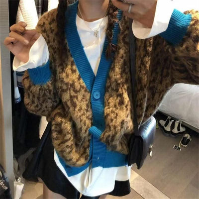 V-neck Knitted Sweater Women Mohair Fashion Women - Elanique