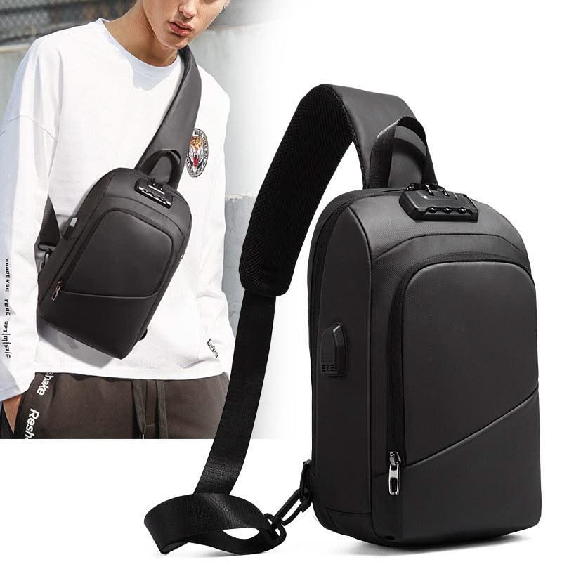 Anti-theft Lock Upscale Chest Bag Men Shoulder Bags USB Charging Crossbody Bags Summer Short Trip Travel Messengers Bag Unisex - Elanique