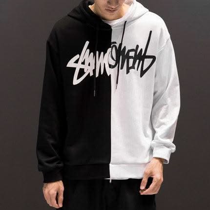 Women Patchwork Casual Hoodies Fall Winter Letter Printing Loose Pullover Sweatshirts