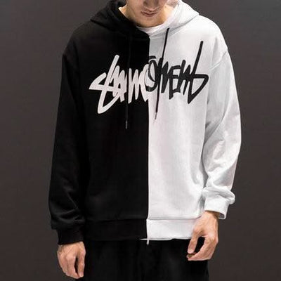 Women Patchwork Casual Hoodies Fall Winter Letter Printing Loose Pullover Sweatshirts
