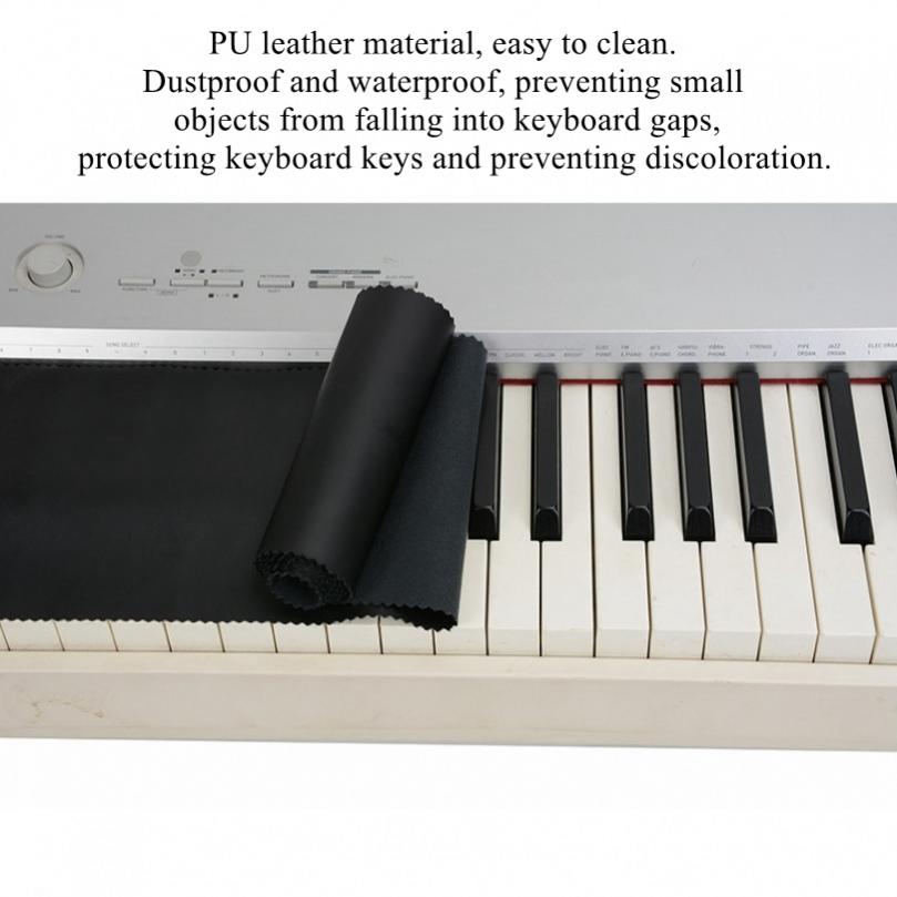 125x15.5cm/49.2x6.1inch PU Leather Black Piano Keyboard Dust Cover for 88 Keys Upright Pianos / Grand Pianos / Electric Pianos