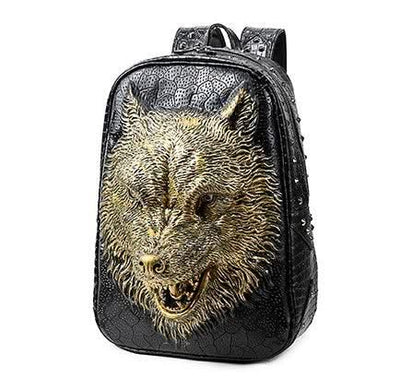 3D Wolf Head Student Backpack - Elanique