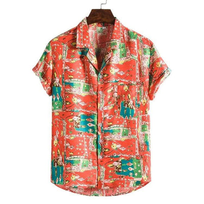 Men Short sleeved beach shirts men New printed T shirt - Elanique