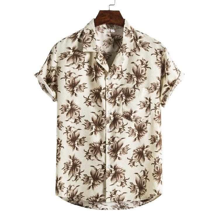 Men Short sleeved beach shirts men New printed T shirt - Elanique