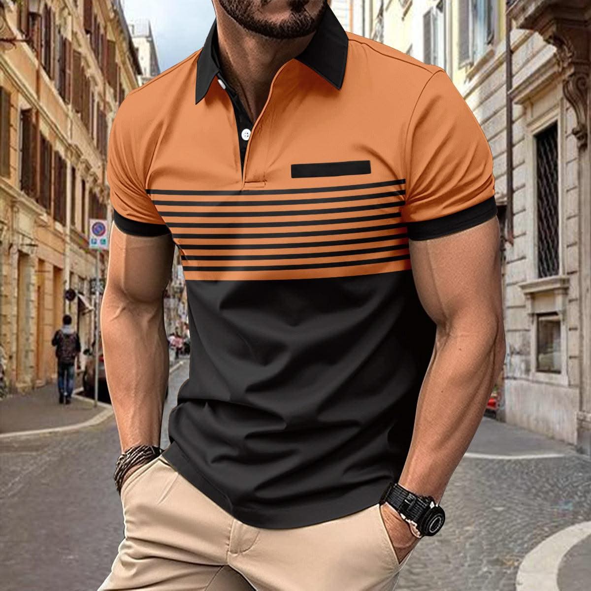 Casual Striped Shirt With Chest Pocket Men Clothing - Elanique