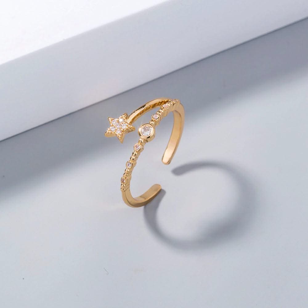 Gold Micro-inlaid Pentagram Ring Accessories For Women - Elanique
