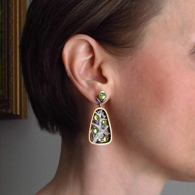 Natural Beautiful Moonstone Big Tree Shape Earrings For Women - Elanique