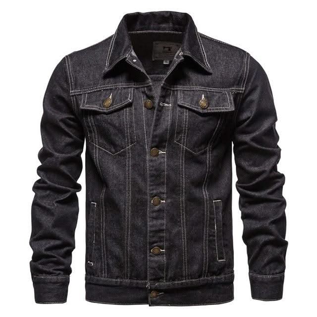 EXCLUSIVE MEN Blue Lapel Jeans Jackets - Elanique